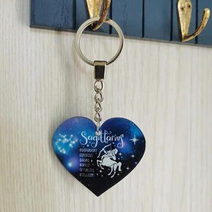 New Zodiac Universe Blue Heart Sagittarius  Keychain